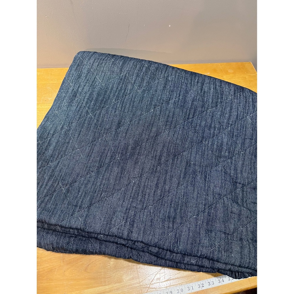 Pottery Barn Teen Full Queen‎ Indigo Denim Reversible Diamond Quilt Blue